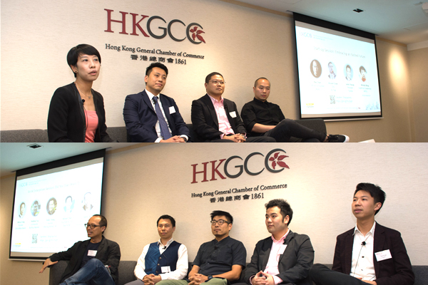 7 Entrepreneurs, Ray Chan of 9GAG, Vincent Chow of En trak, Jacky Cheung of Qupital, Wilson Fung of DoctorNow Needs, Andrew Tsui of Rooftop Republic, Dodo Cheng of Sharing Kitchen HK, Arnold Chan of Teach4HK spoke at HKCSI x YEC Forum